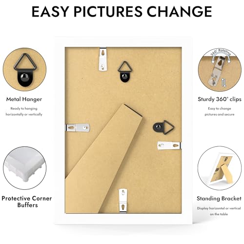 Hongkee 5x7 Picture Frame, 5 x 7 Solid Wood Frame with Real Glass, 1 Pack - color: White, size: 5 x 7