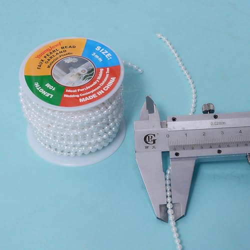 3mm Millet Beads Crafts Faux Pearl Beads Garland Pearl Bead Roll Strand of Pearls to Decorate Floral Centerpieces Wedding Party Favor Christmas Tree(33 Feet Ivory) - color: Ivory, size: 3 mm