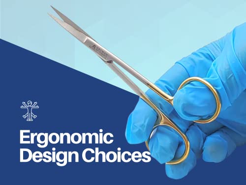 ARTMAN INSTRUMENTS Scissors - 5.5 Inches Straight, Gold Plated Handle with Tungsten Carbide Inserts - Extra Sharp, Durable, and Autoclavable for Precision Cutting