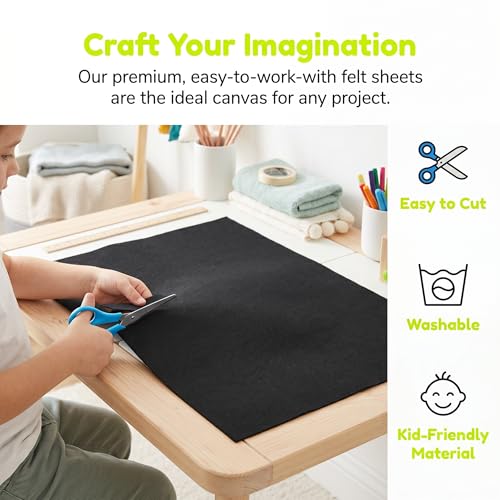 WUWEOT 10 Pack Black Stiff Felt Sheet, 17x11.8 Inches Fabric Hard Felt Squares Craft Felt for DIY Crafts, Sewing, Decorative Projects