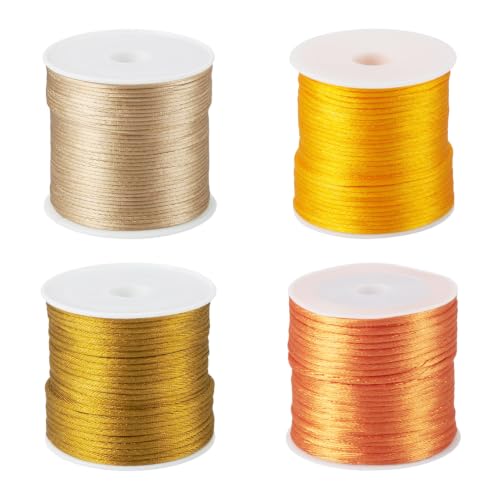Elecrelive 64 Yards 1.5mm Nylon Rattail Satin Cords Gold Bracelet String - color: Goldenrod