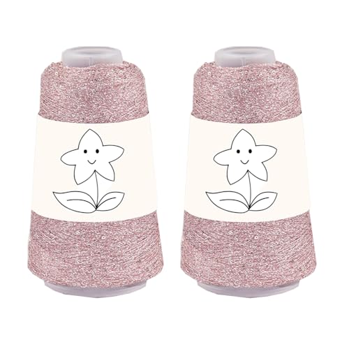 2 Balls Sequin Sparkle Lurex Yarn, Shining Glitter Metallic Knitting-in Accessory Yarn Thread for Knitting and Crochet Sweater Shawl 5000 Yards (1, Pink+Silver) - color: Pink+Silver