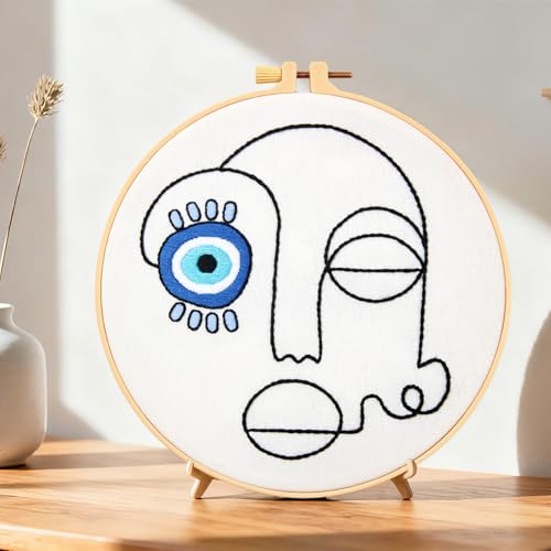 Beginner Embroidery Starter Kits, Abstract Embroidery Kits for Beginners Adults, Stamped Cross Stitch Kits for Beginners Adults Craft Kits for Women, Entire Set of Embroidery Supplies & Video Tutorial - color: H2075