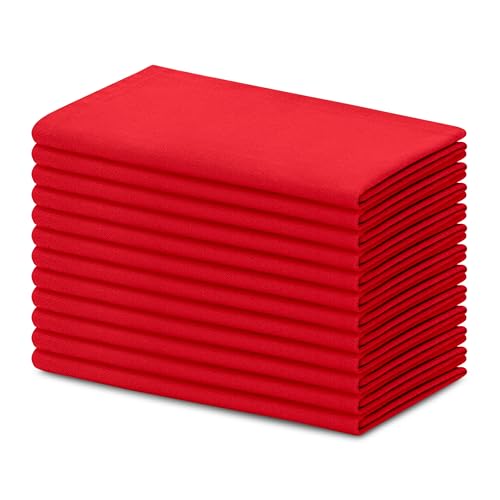 Blue Needles Solid Cloth Napkins 100% Cotton Set of 12-18 x 18 Inches - color: Red, size: 18" x 18" (Set of 12)