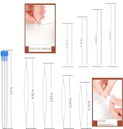 25 Pieces Beading Needles Set, 8 Pcs Long Straight Beading Thread Needles, 8 Pcs Big Eye Beading Needles with Threader for Jewelry Making