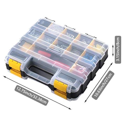 AIDY-PRO Tools Box Organizer Double Side 34 Compartments Hardware Organizers with Removable Plastic Dividers for Screws Nuts Nails - color: Yellow, size: 2 PACK