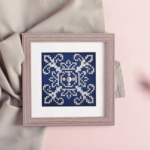DIAMOND DOTZ White on Blue Pattern Diamond Painting for Adults with Gems