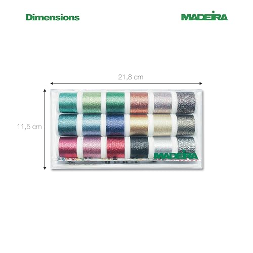 Madeira 8020 'supertwist' Embroidery Box with 18 Metallic Bobbins 200 M Each