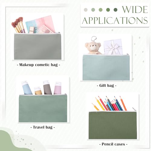 Reginary 10 Pcs Canvas Makeup Bags Bulk Blank Cosmetic Bags,Green - color: Green