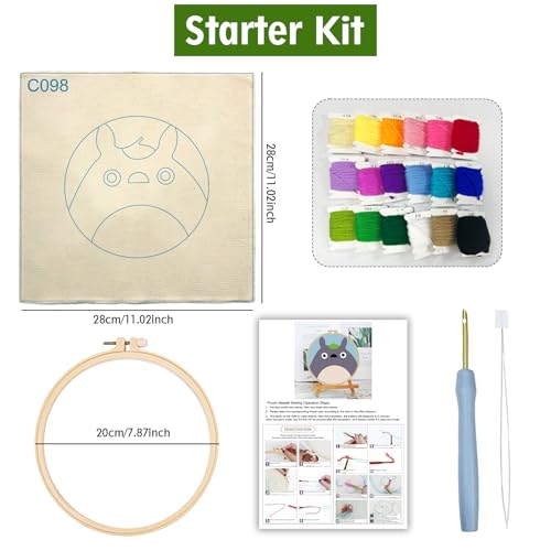 ZuoAnLF Punch Needle Kit,Punch Needle for Beginners and Adults,Punch Needle Supplies for Household Decoration Gifts with Printed Pattern （8x8 in）…