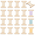 PH PandaHall 20pcs Thread Organizer Bobbin Winder Embroidery Thread Storage Floss Keeper Knitting Thread Holder Spool Shape Wood Bobbins Card for Sewing Crochet Needlework Tool 1.2x1.5 Inch