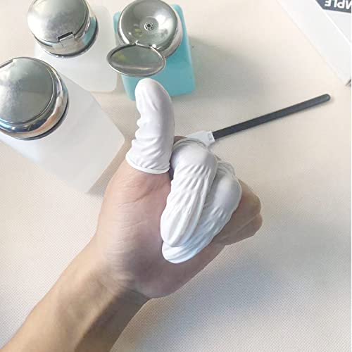 Medium Disposable Nitrile Finger Cots Anti-Static Lens Finger Covers Beauty Protection Sleeves Not Allergic 100pcs (White) - color: White