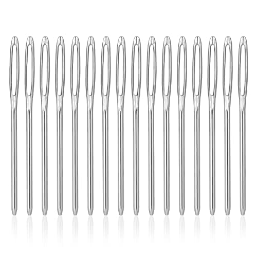 18pcs Large-Eye Blunt Needles, 2" 2.36" 2.75" Yarn Knitting Needles Tapestry Sewing Needles Wool Hand Metal Sewing Knitting Needles for Crochet Projects (Silver)