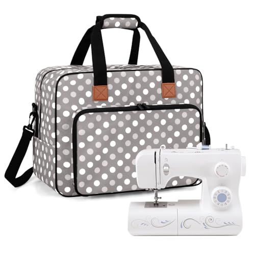 LUXJA Portable Tote Sewing Machine Bag, Gray Dots - color: Gray Dots