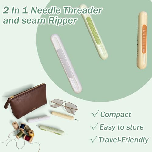Dual Function Seam Ripper and Needle Threader Compact Design Needle Threaders for Hand Sewing Threaders for Sewing Perfect for Easy Stitch Removal and Threading Needles Efficient Seam Ripping(3 Pack)