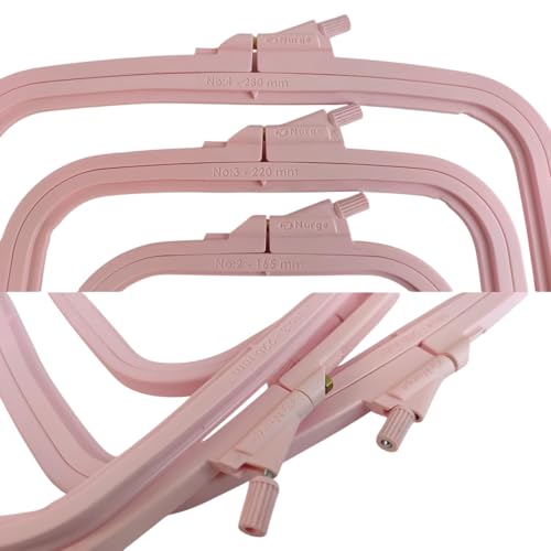 Nurge Square Embroidery Hoop - Plastic Cross Stitch Frame for Needlepoint & Embroidery - Adjustable Craft Hoop - Pink - Set of 3 - color: Pink, size: Multiple Sizes (Set of 3)
