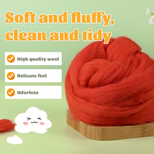 3.53oz Needle Felting Wool Roving for Needle Felting Dark Red Felting Wool - color: dark red