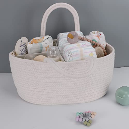 XUANGUO Cotton Rope Baby Diaper Caddy Organizer Basket with Handles White - color: White, size: Regular
