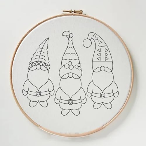 TINLOK Christmas Embroidery KIT,Adults DIY Handmade,Hand Embroidery Starter Kits with Stamped Embroidery Pattern,for Christmas Embroidery Kits for Adults Beginners Starter (A) - style: A