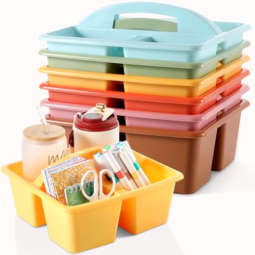 6 Pack Plastic Classroom Organizer Caddy with Handle, Boho - color: Boho