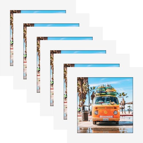 4x4 White Picture Frames Square Classic Natural Wood 6 Pack for Wall Mounting and Tabletop Display - color: White, size: 4x4