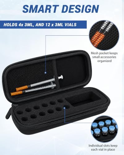 13 Slots Dual-Size 30ml & 3ml Peptide Case, Vial Holder, Vial Storage Case for Fridge and Travel, Fits Standard Vials (Case Only) - size: Dual 30ml & 3ml