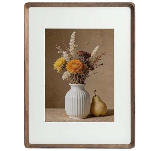 12x16 Picture Frame Wood with Mat Matted to 8.5x11, Wall Photo Frames - size: 12×16