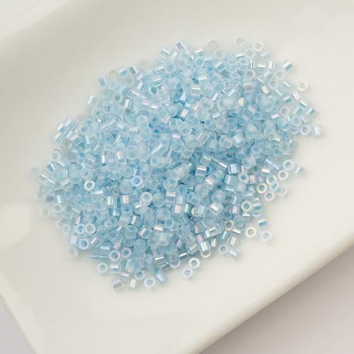 John Bead 25g Cylin Beads Blue Glow in Dark AB 11/0 Glass Cylindrical Seed Beads for Jewelry Bracelets Necklaces Earrings Making Embroidery - color: Blue Glow in Dark AB