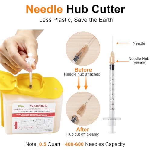Sijidou Needle Hub Clipper for Syringe and Disposal Sharps Container, Fits for Home and Travel,Compatible with Insuline Syringes, Function for Cutting Syringe Needles Hub (NC-01)