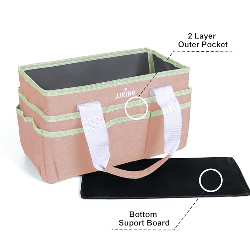 JJRING Craft Organizer Tote Bag Art Storage Caddy Bluish Beige - color: Beige, size: Small