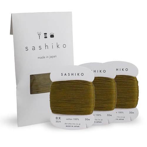DARUMA Sashiko Thread Card Rolls Set of 3 (32.8 Yards x3) - Sewing & Embroidery, Includes Instruction Manual and Gift Packaging (Thick, Warbler) - color: Warbler, style: Thick