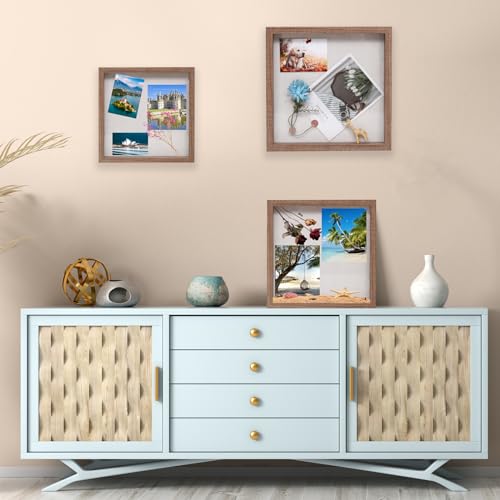 Muzilife 8x8 Small Shadow Box Wood Picture Frame, Tempered Glass, Brown - color: Brown, size: 8x8