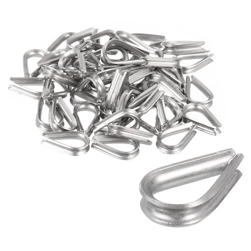 uxcell 50Pcs M2 Stainless Steel Thimble for 5/64" Dia Wire Rope, Wire Rope Cable Thimbles Rigging for Marine, Sunshade Sail, Fence - size: M2