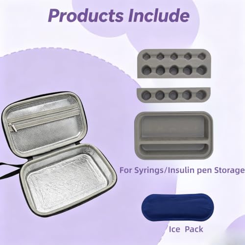 Peptide Case for Fridge Travel with 1* Reusable Ice Pack - color: Black+grey- 5×3ml+10×(5ml/10ml)