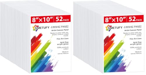 Simetufy Canvas Boards for Painting 104 Pack 8 x 10 Inch Blank Flat Canvas Panels 100% Cotton Pre-Primed for Acrylic & Oil Paint, Art Supplies for Kids & Adults - size: 8"x10"- 104 pack