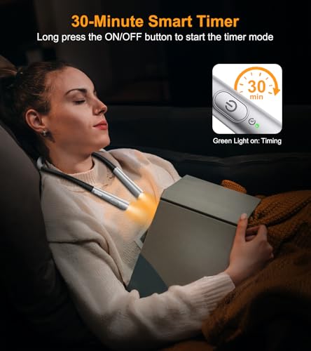 Gritin Book Light, Eye Caring 4-Color&5-Brightness Neck Light Reading Light - color: Gray, size: Upgraded