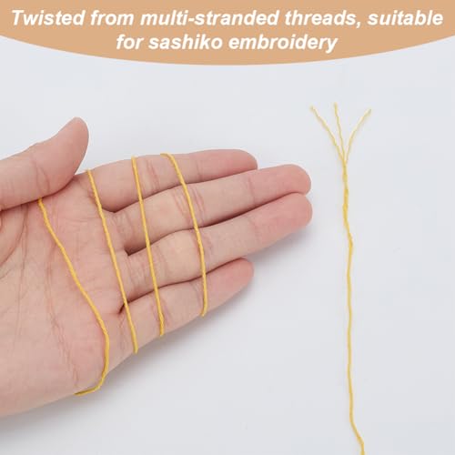 FREEBLOSS 4 Pcs Sashiko Thread 100M x 4 Colors Cotton Embroidery Floss 3 Stranded Yellow Embroidery Threads Japanese Quilting & Sewing Thread for Sashiko Kit Supplies - color: Yellow