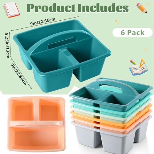 6 Pack Plastic Classroom Organizer Caddy with Handle, Morandi - color: Morandi