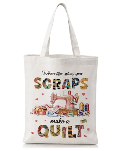 Cute Goose Crochet Canvas Tote Bag for Women - color: Quilting