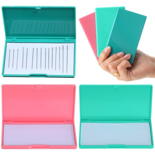 Ciieeo 3Pcs Magnetic Needle Case for Sewing, Magnetic Needle Holder Storage Organizer Slim Portable Needle Box for Hand Stitching, Wallet Size Pin Keeper Embroidery Pins Holder
