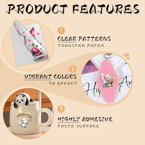 UV DTF Stickers 105 Pcs Cat UV DTF Cup Wrap for Glass - style: Spring White Cat with Floral