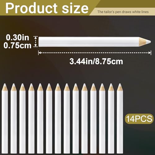 14PCS Fabric Pencils for Sewing, White, 8.75 cm - color: White-14pcs