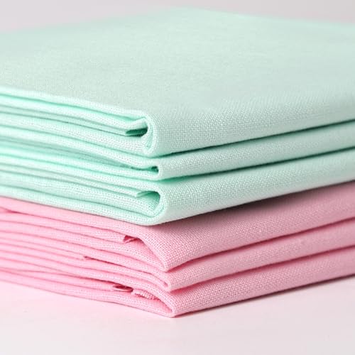 6 Pcs 18 x 21 Inches Cotton Fabric Precut Quilting Fabric Bundles Solid Colors Quilt Material for DIY Craft Sewing Embroidery (Pink and Light Green) - color: Pink and Light Green