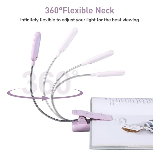 VAVOFO Rechargeable Book Light, Blue Light Blocking, Amber 1600K Clip On Reading Light, Eye Care 7 LEDs Kids Book Light for Reading in Bed with Power Indicator for Bookworms (Pink Purple) - size: 1-Pack Pink Purple