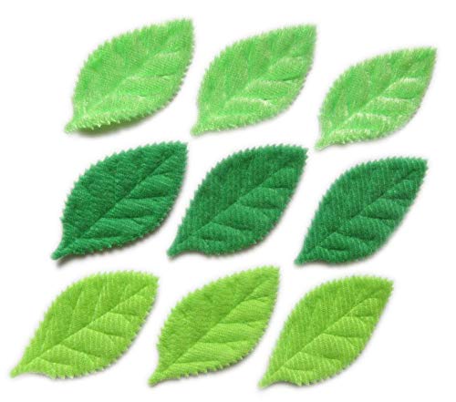 YYCRAFT Pack of 90 Padded 2-Faced Felt Velvet Leaf Appliques/Craft Green - color: Lime/Green