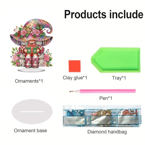POETRYDRAW Diamond Art Ornament Desktop Kit Christmas, Stand Up Diamonds Painting Ornament for Adults, 5D DIY Special Diamond Gem Craft Tabletop Placement Board Kit - color: Christmas