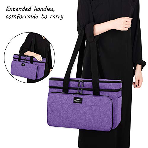 CURMIO Double-Layer Knitting Tote Bag, Yarn Storage for Crafts, Purple - color: purple