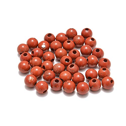 AD Beads Natural Gemstone 8mm Round Loose Beads Big Hole 2.5mm Sized 40pcs (Red Jasper) - color: Red Jasper