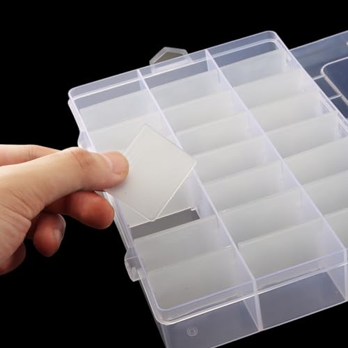 KINJOEK 8 Pack 24 Grids Plastic Bead Organizer Containers Storage, Adjustable Dividers Diamond Jewelry Craft Painting Storage Case, Clear Small Fishing Tackle Box for Sewing Cross Stitch Accessories - color: Clear, size: 24Grid 8PCS