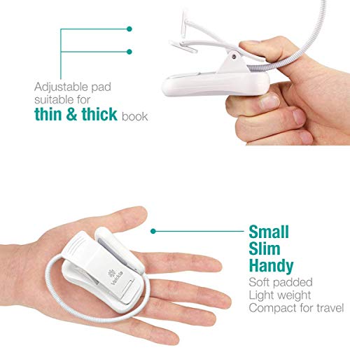 Vekkia 3000K Warm LED Rechargeable Book Light(Elegant White) - color: White